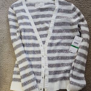 Debbie Morgan White and Gray Sparkle Cardigan